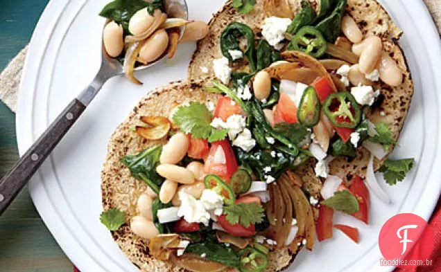 Tacos De Feijão branco e espinafre