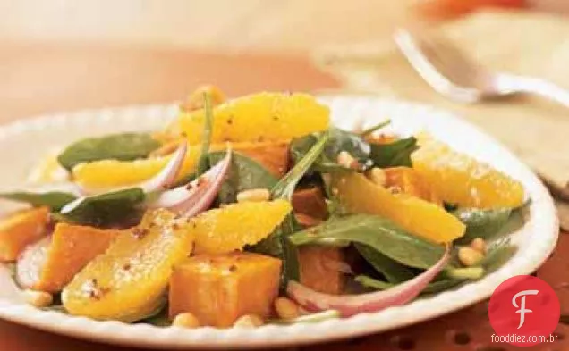 Batata-doce assada e salada de laranja