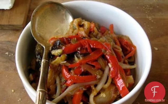 Berinjela Assada E Pimenta Sabor