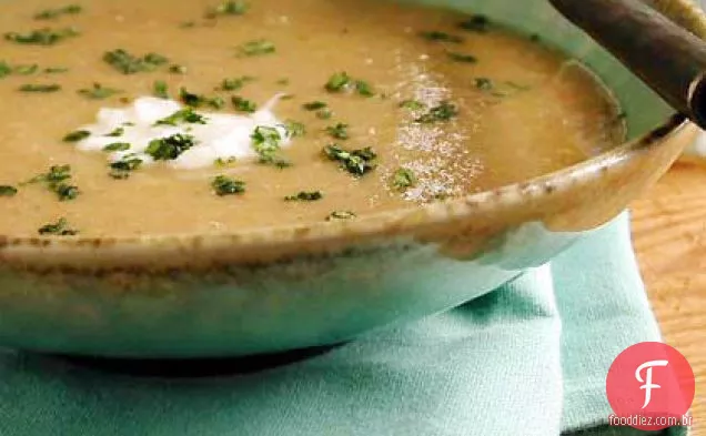 Berinjela assada e sopa de alho