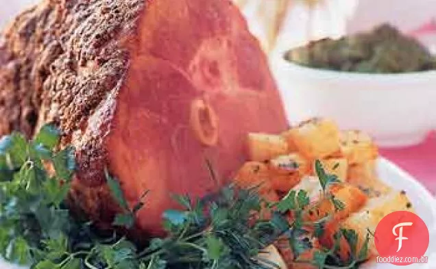 Presunto com crosta de especiarias com molho de mostarda de bordo