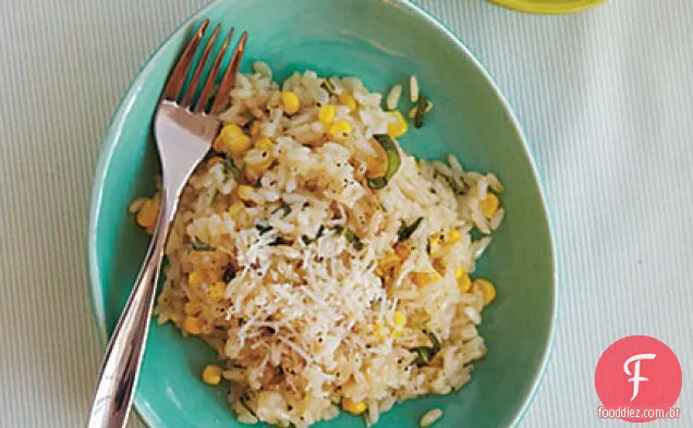 Risoto com milho e manjericão
