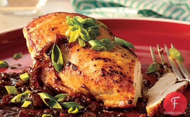 Peitos de frango balsâmico e chalota
