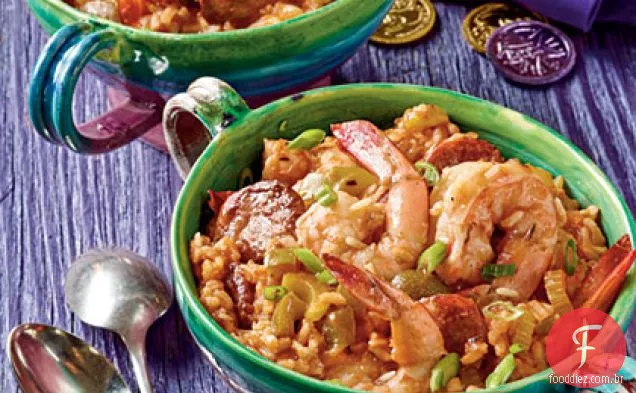 Camarão e Salsicha Jambalaya