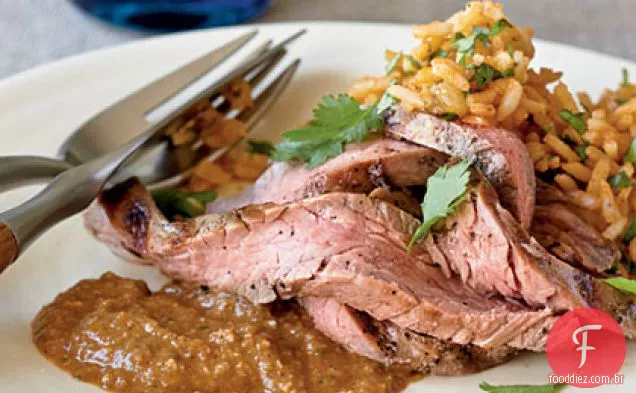 Bife de bisonte com Toupeira Poblano