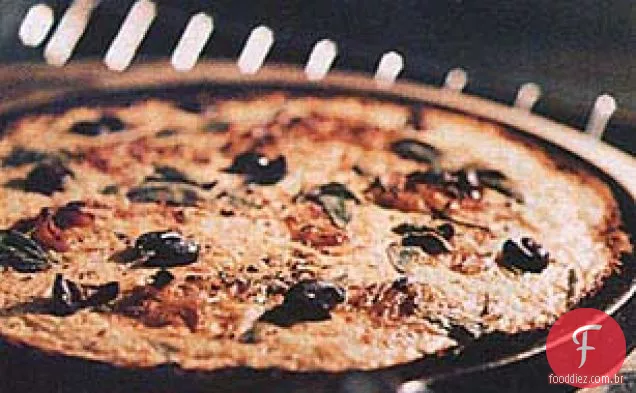 Farinata com sálvia, azeitonas e cebola