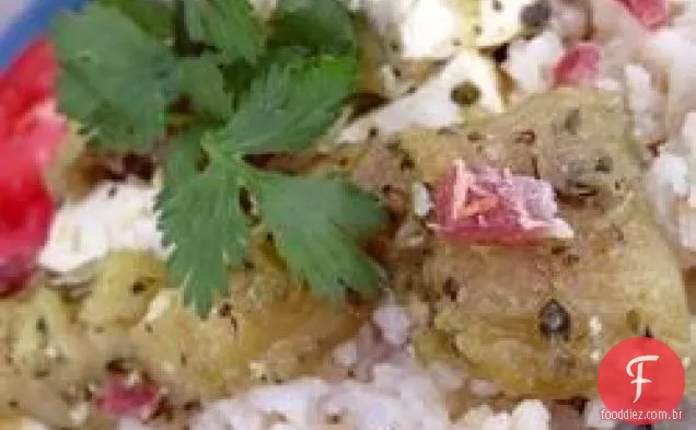 Berinjela tailandesa carbonizada com Tofu