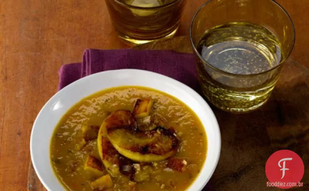 Maçã temperada e sopa de abóbora
