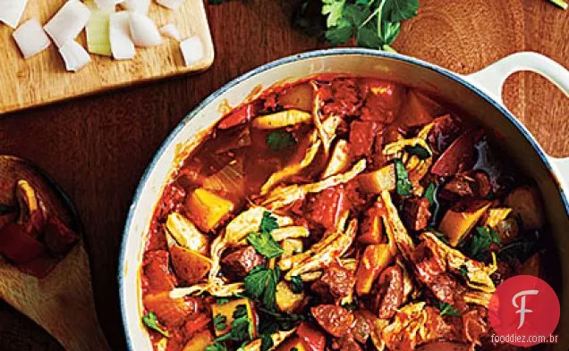 Ensopado de frango e chouriço