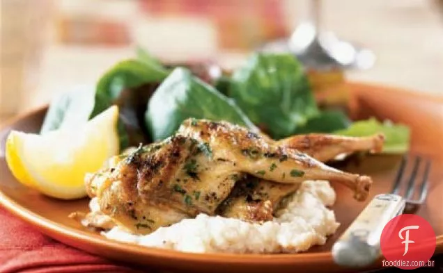 Codorna grelhada com Polenta branca