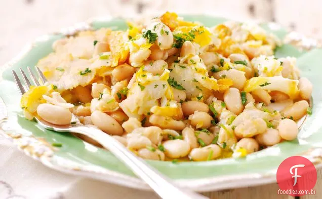 Bacalhau defumado e feijão Cannellini