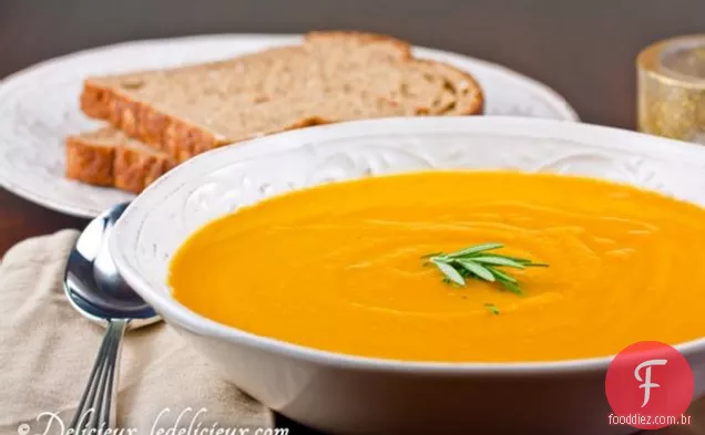 Sopa De Abóbora Butternut Assada Com Mel