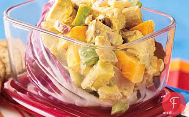 Salada de frango com manga e maçã