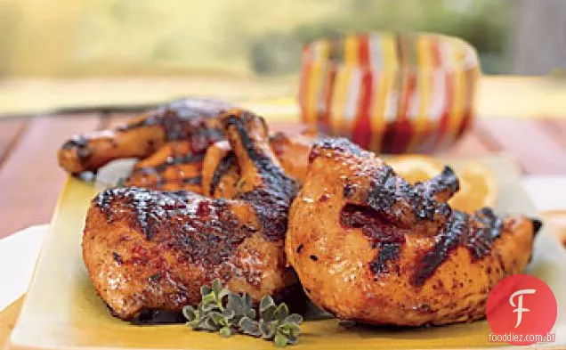 Frango com tangerina, mel e esmalte Chipotle