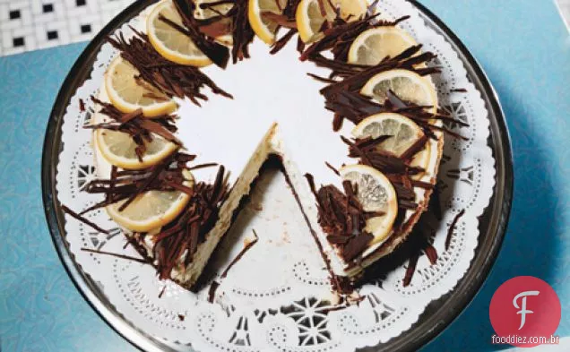 Brownie-Cheesecake De Limão Com Fundo