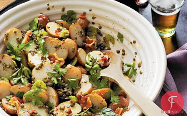 Salada quente de lentilha e batata