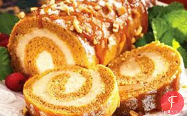 Rolo de abóbora com creme crocante de Manteiga De Amendoim