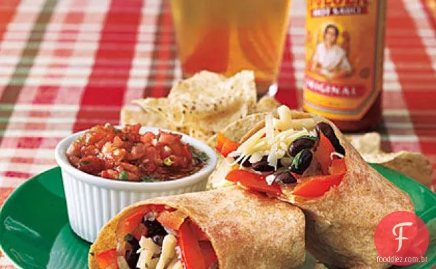 Feijão preto e Burritos vegetais