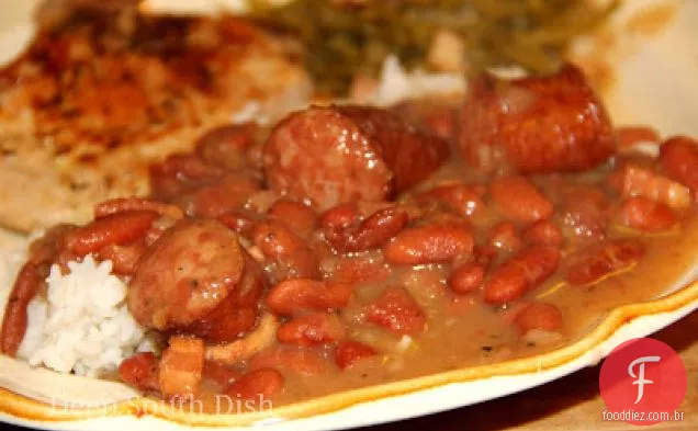 Feijão vermelho do Sul caseiro e arroz