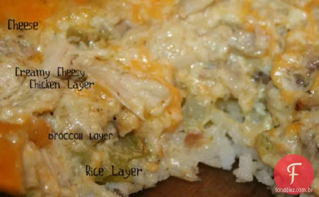 Brócolis de frango e caçarola de arroz