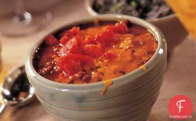 Molho de feijão e queijo quente