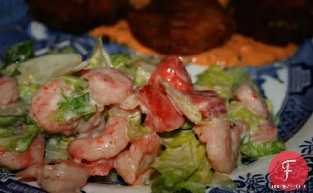 Camarão e salada