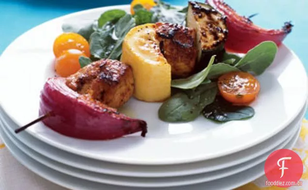 Kebabs de frango e verão