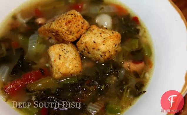 Verdes e sopa de ervilha de Olhos Pretos