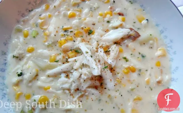 Sopa de milho e caranguejo
