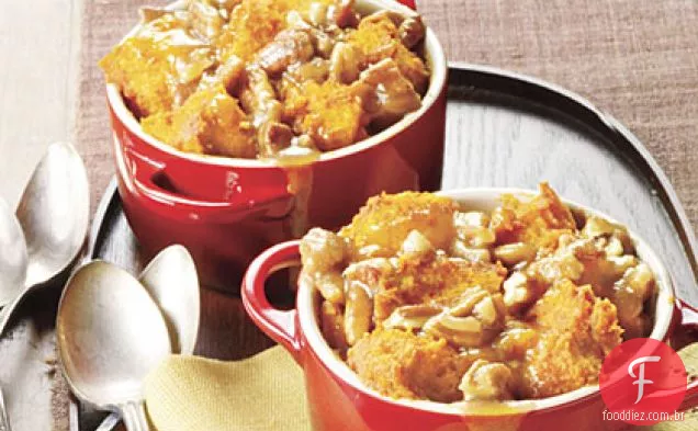 Pudins De Pão Caramelo-Pecan-Abóbora