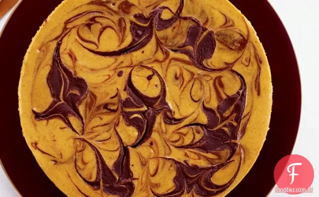 Cheesecake de abóbora marmorizada com uma crosta de Brownie