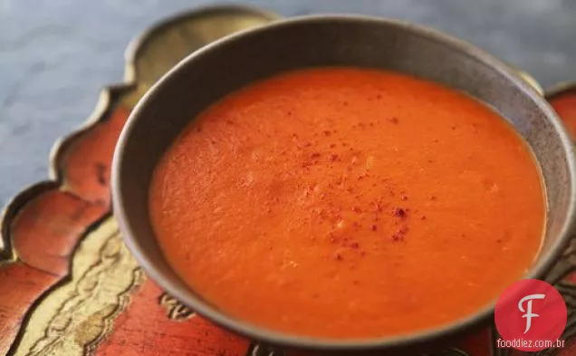 Sopa De Batata De Pimenta Vermelha Assada