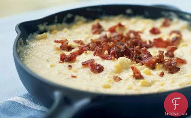 Milho creme com Bacon e alho-poró