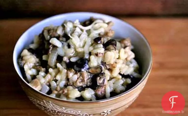 Salsicha italiana e Risoto de cogumelos