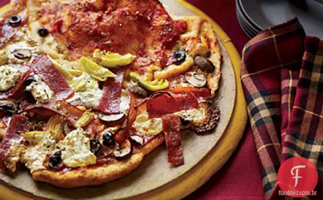 Pizza Vesuvio com as obras