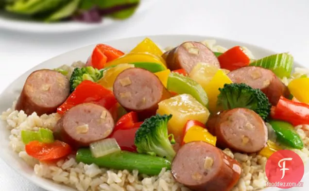 Johnsonville maçã frango salsicha doce e azedo Stir-Fry