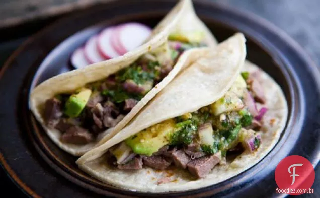 Tacos de carne de bovino (tacos de Língua de bovino)