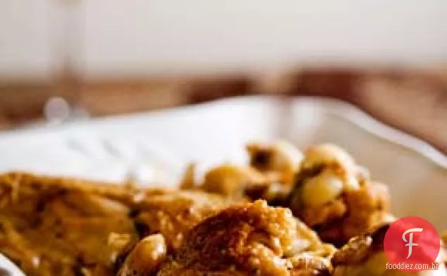 Frango com alho com molho de vinho branco