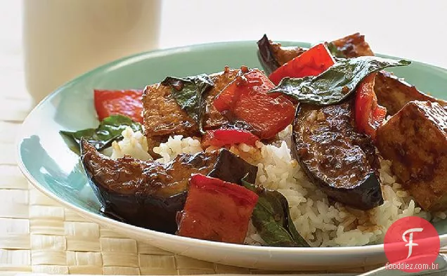 Berinjela frita e Tofu