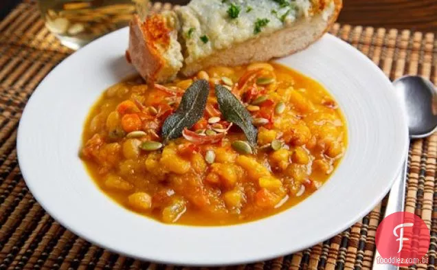 Abóbora assada, Pancetta e sopa de sálvia