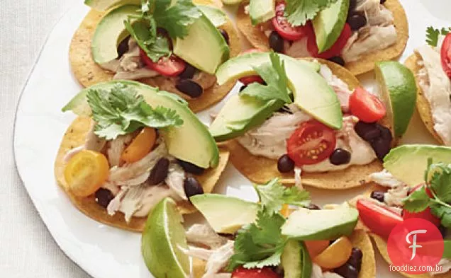 Tostadas de frango e Feijão Preto