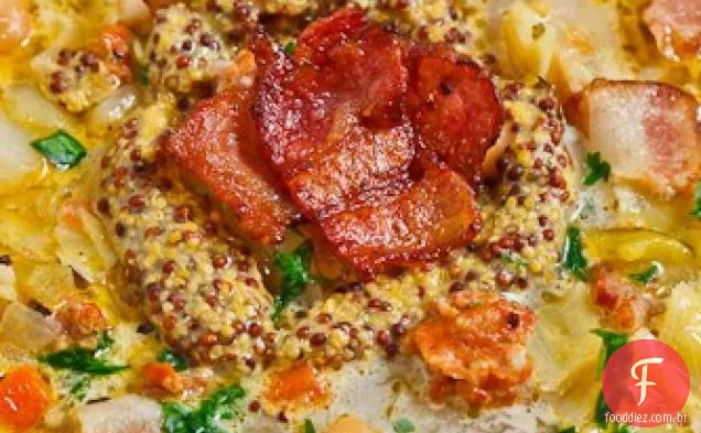 Repolho cremoso e sopa de Bacon defumado Duplo