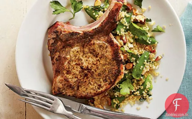 Costeletas de porco limão com salada de Quinoa