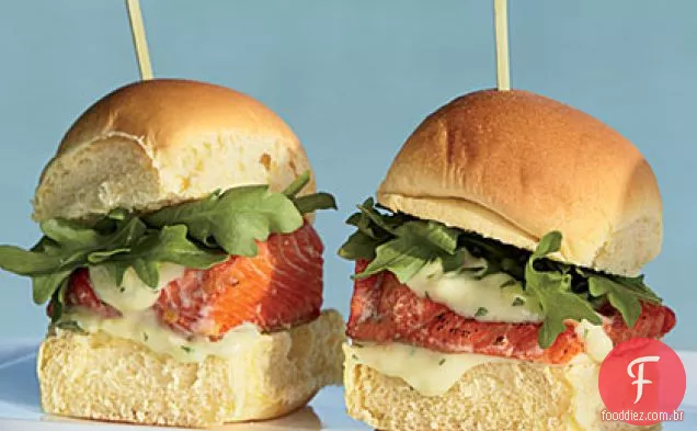 Sliders Sockeye com wasabi-Ginger Aïoli