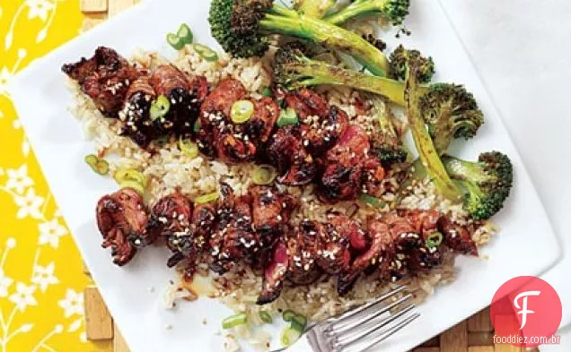 Espetos De Bife Teriyaki Grelhados