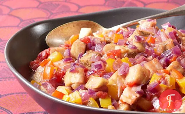 Refogado rápido de berinjela e tomate
