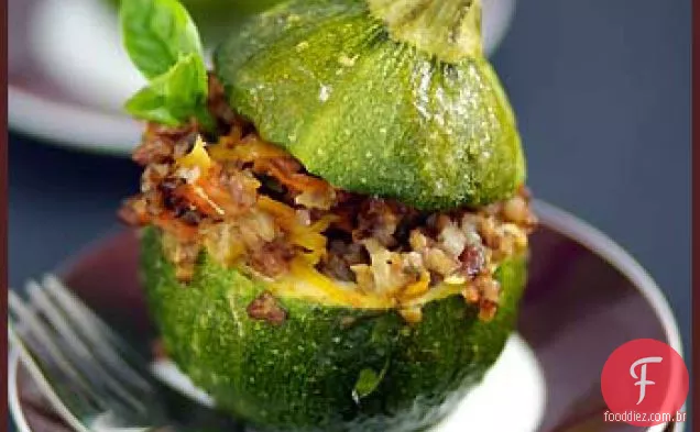 Zucchinis Redondo Recheado Com Arroz Vermelho E Legumes