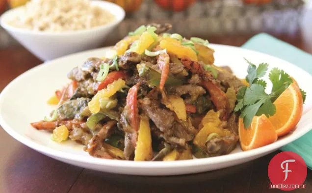 Carne de tangerina frite com pimentão