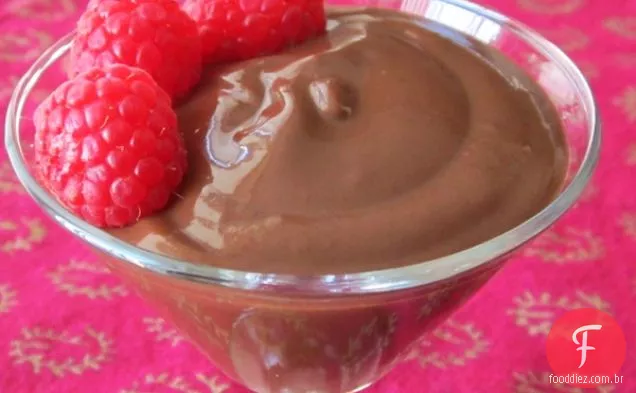Pudim de Chocolate sem laticínios com infusão de framboesa