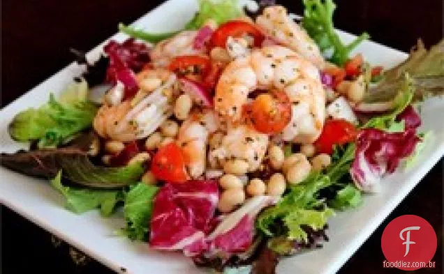 Camarão e Salada De Feijão Branco